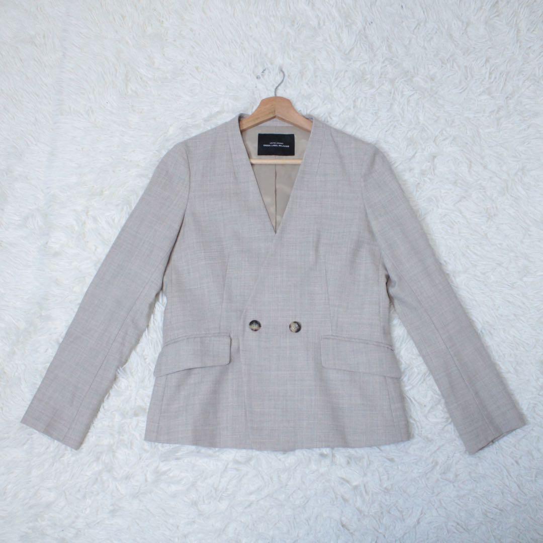 極美品 GLR サキソニー ノーラペル ダブル ジャケット セットアップ 40