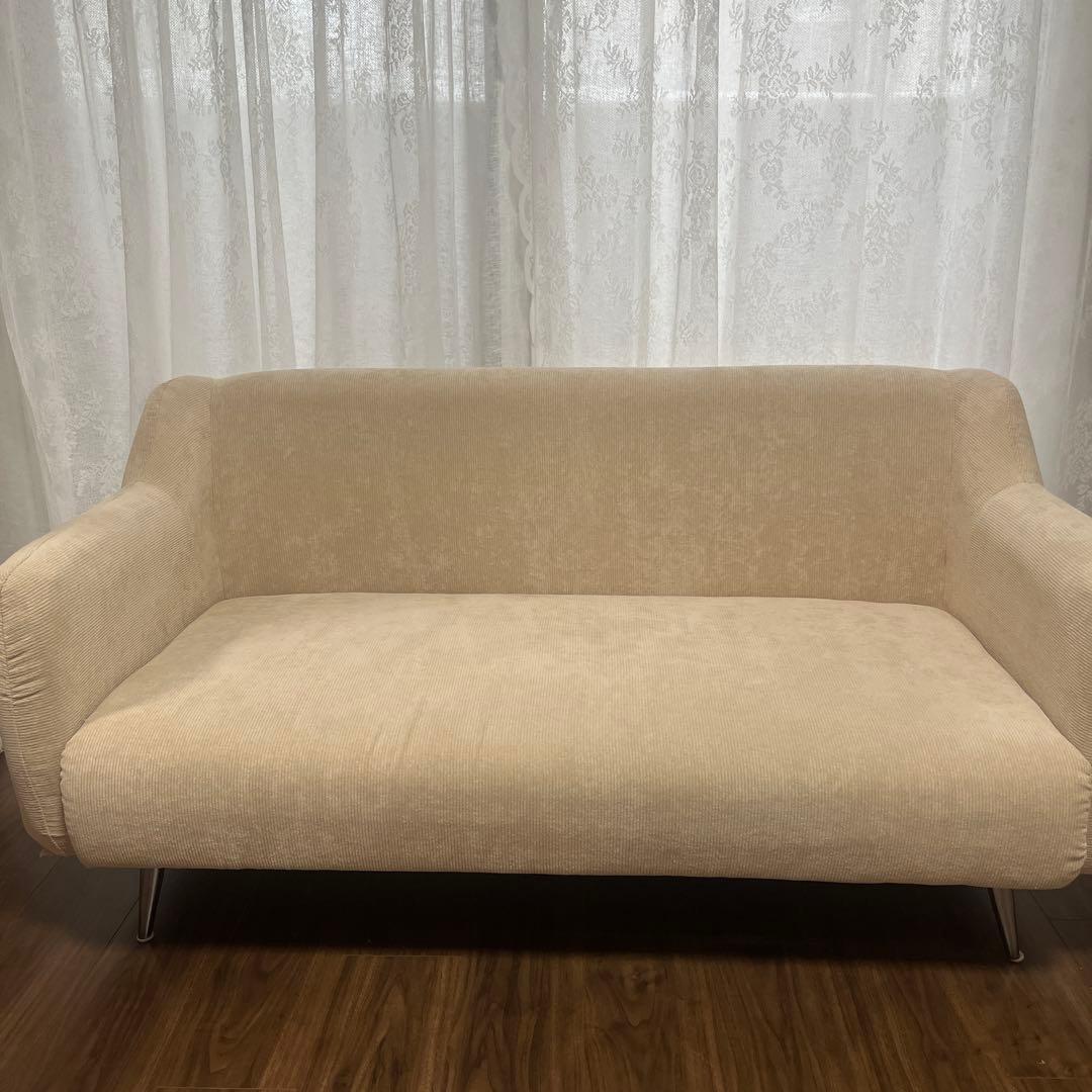 コーデュロイ調ソファ 韓国インテリア LOWYA ベージュ
