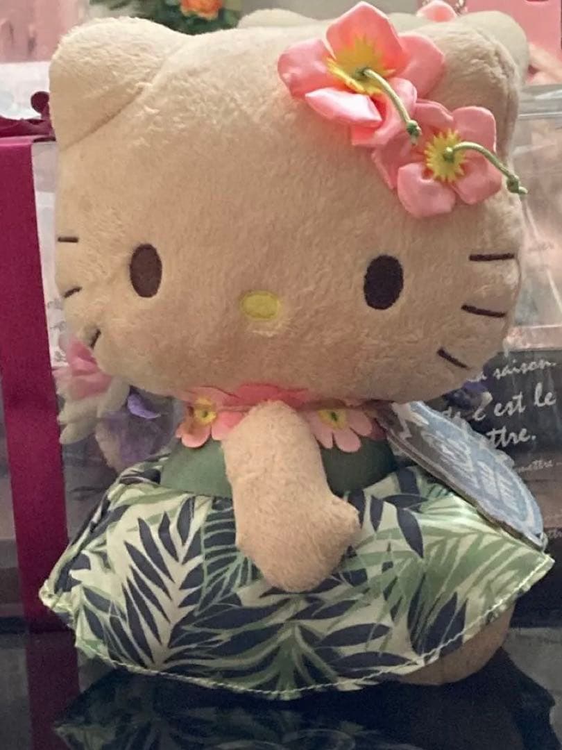 ハローキティ 日焼けハワイアン ぬいぐるみ ハイビスカス モンステラ 未使用 ハローキティ ぬいぐるみ 日焼けキティ ハワイアン雑貨 フラ 【Hello