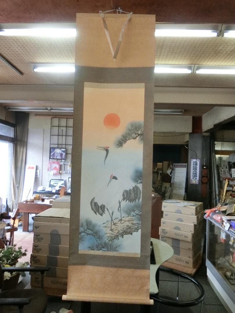 桂泉画 鶴 日本画 掛け軸 楽天市場】掛け軸 松竹梅鶴亀 (浅野寿峰) 送料無料 【掛軸】【一間床