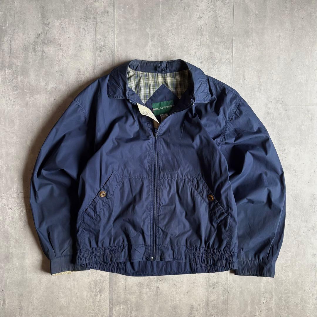 【90s vintage】スイングトップ　ブルゾン　裏地チェック　短丈　古着