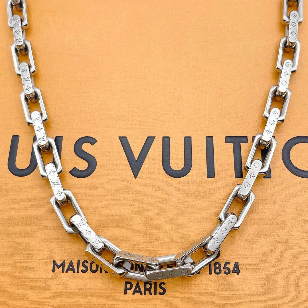 LOUIS VUITTON コリエ　チェーン　ネックレス　モノグラム　シルバー