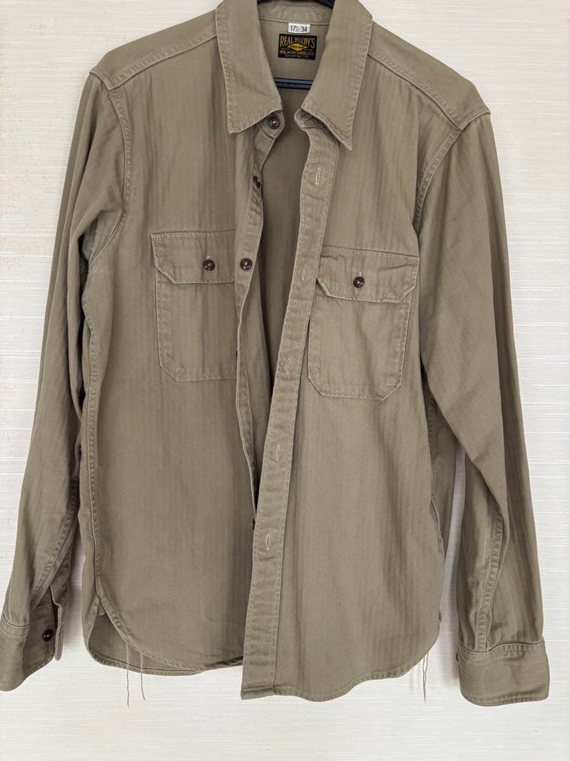 THE REAL McCOY'S カーキ 長袖シャツ 17½-34