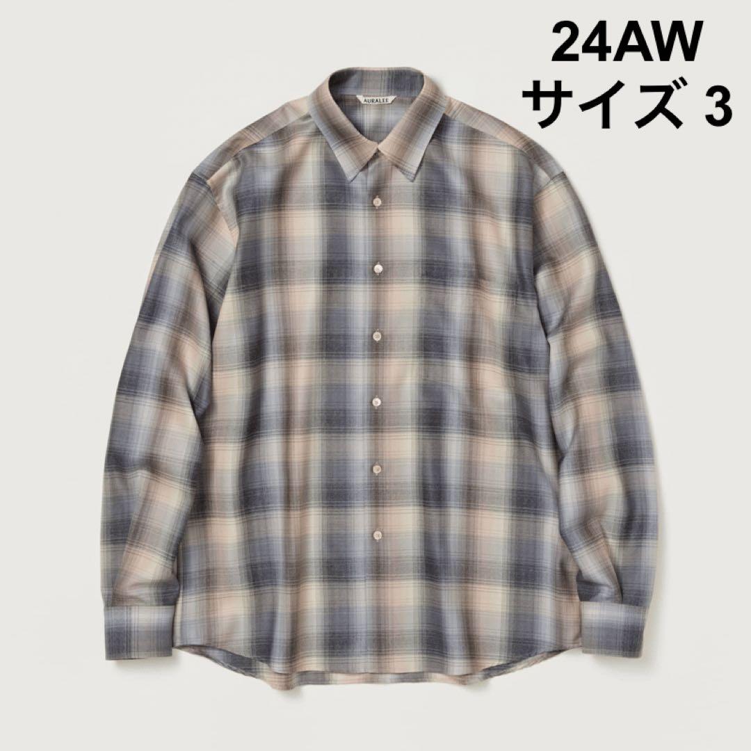オーラリー 24AW SUPER LIGHT WOOL CHECK SHIRT