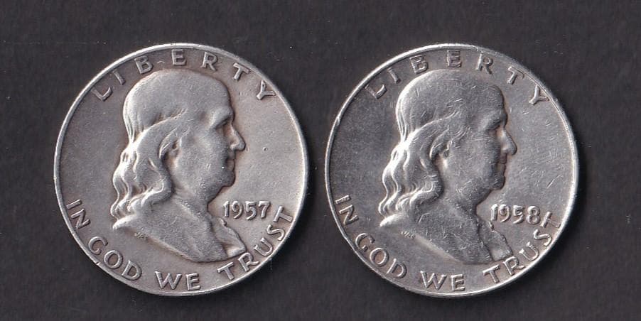 アメリカ　ハーフダラー銀貨　２枚　フランクリン