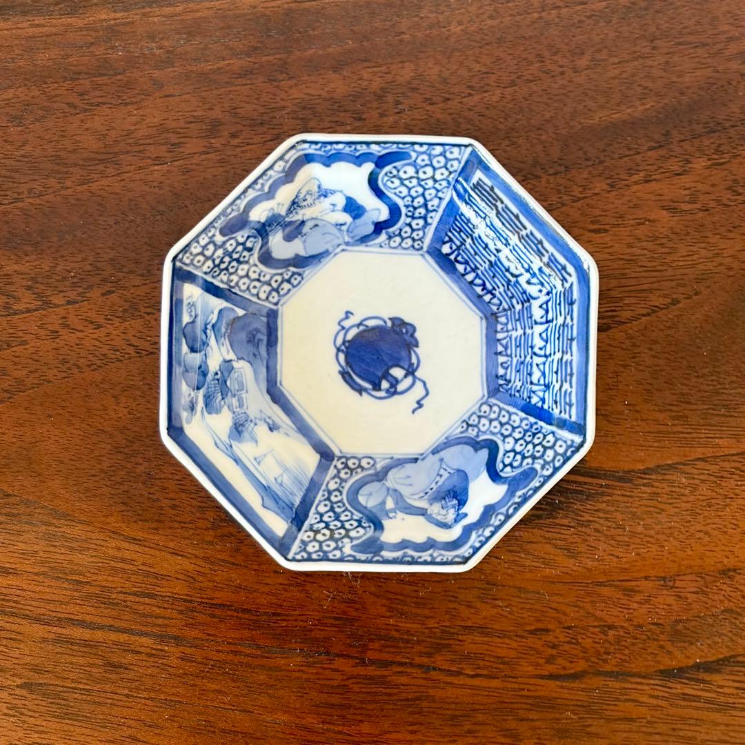 古伊万里 染付 八角皿 手描き 山水人物文 江戸後期 - メルカリ