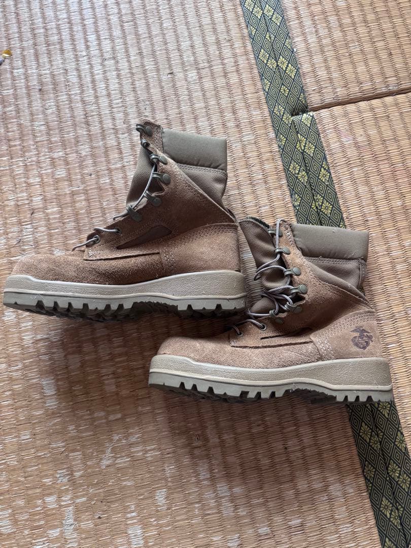 防水性ベージュハイカットミリタリーブーツus 5.5 j p 23.5