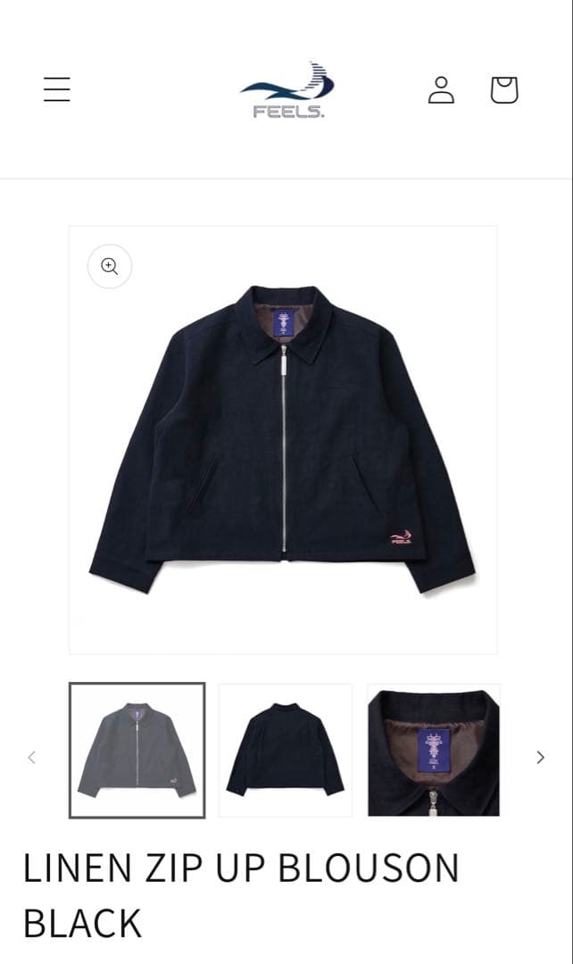 ジャケット・アウター FEELS. LINEN ZIP UP BLOUSON BLACK