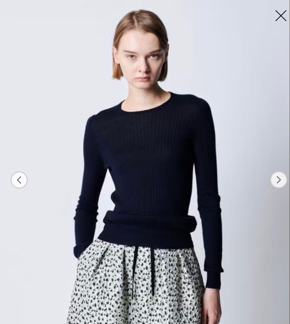 Drawer ドゥロワー 18G シルク カシミア クルーネック ニット 1