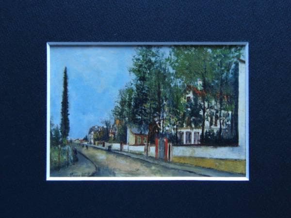 ユトリロ、サノワのオーボンヌ通り、希少画集画、新品高級額装付