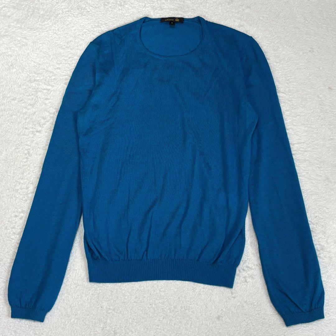 美品☆ドゥロワー カシミヤシルク 18G クルーネックニット ブルー
