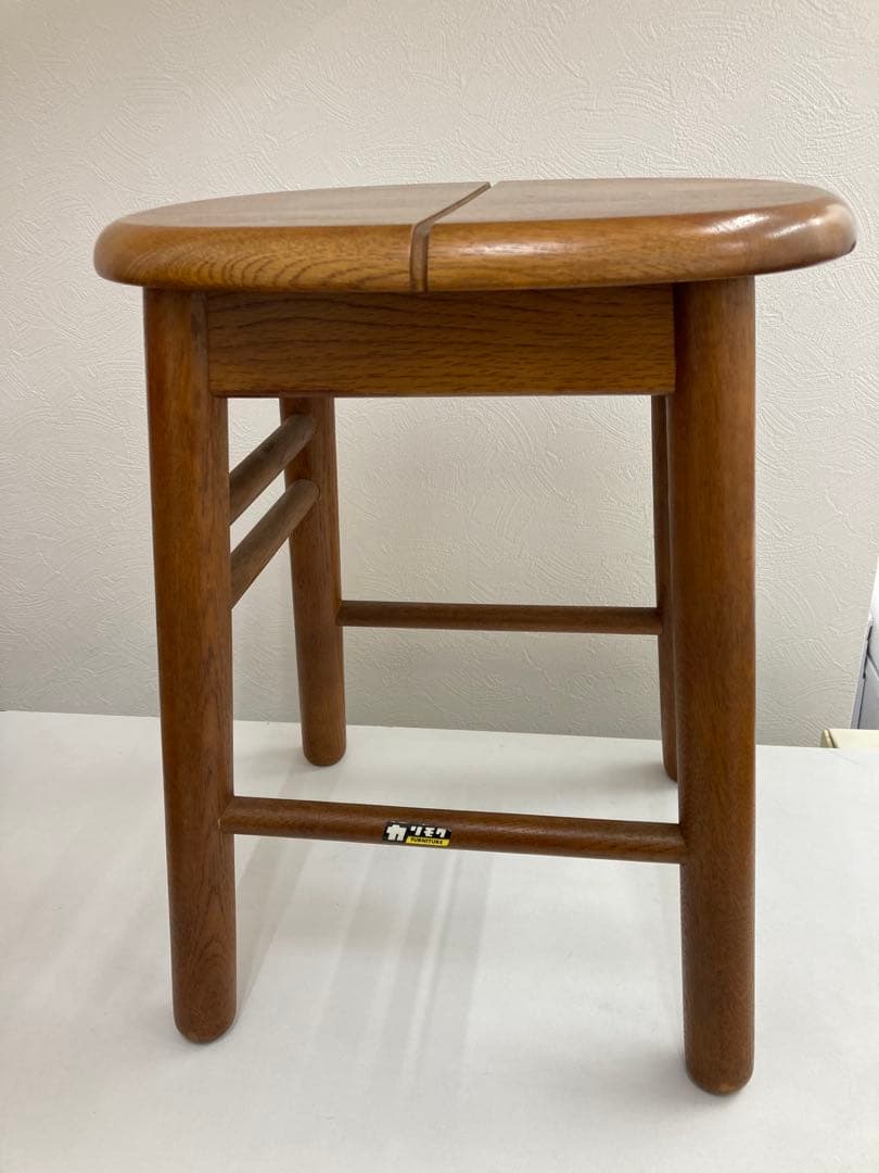 【希少】オールドカリモク 木製丸型スツール　頑丈　高級家具　日本製