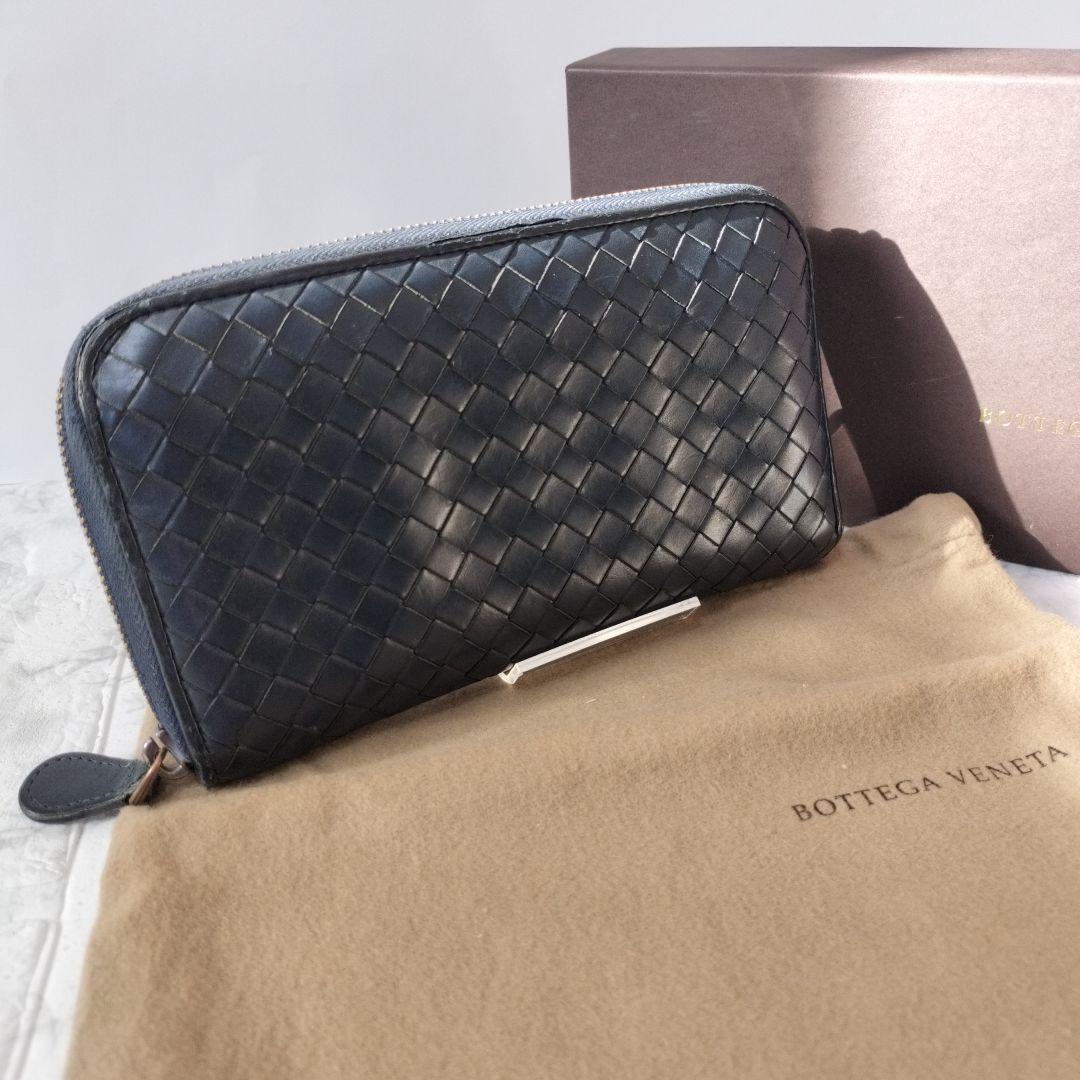【美品✨️】BOTTEGA VENETA レザー 編イントレチャート長財布