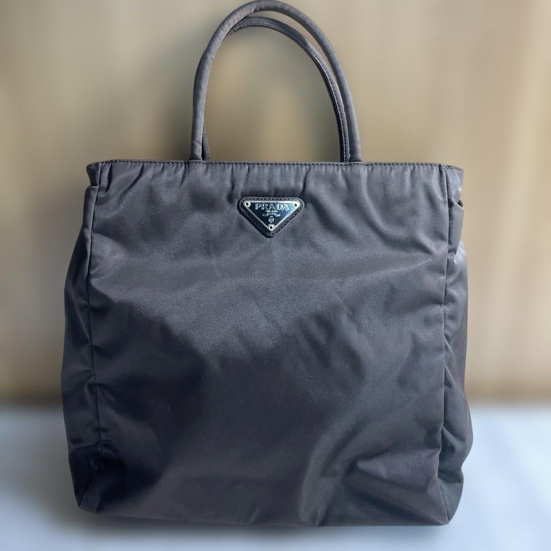 美品　PRADA ナイロントートバッグ ブラウン系 MADE IN ITALY