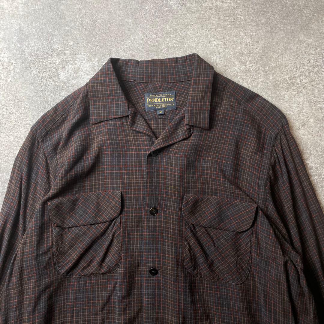 ペンドルトン M オープンカラー レーヨン シャツ 長袖 アメカジ 古着