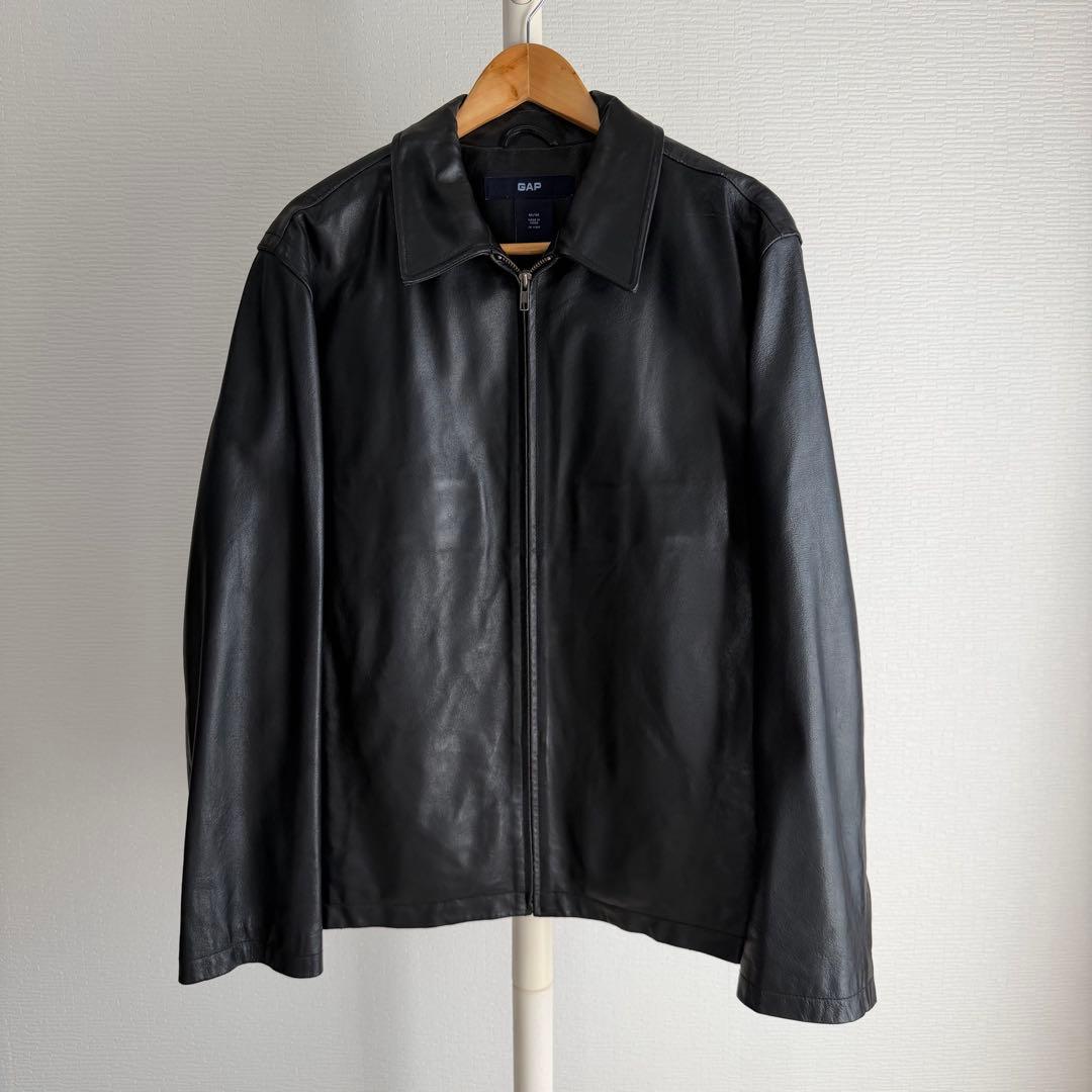 ペ*ス様 00's OLD GAP シングルライダース レザー ジャケット M