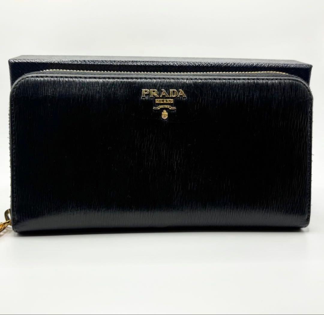 PRADA 黒 レザー 長財布 PRADA（プラダ） ［銀座店］PRADA ファスナー ロング ウォレット