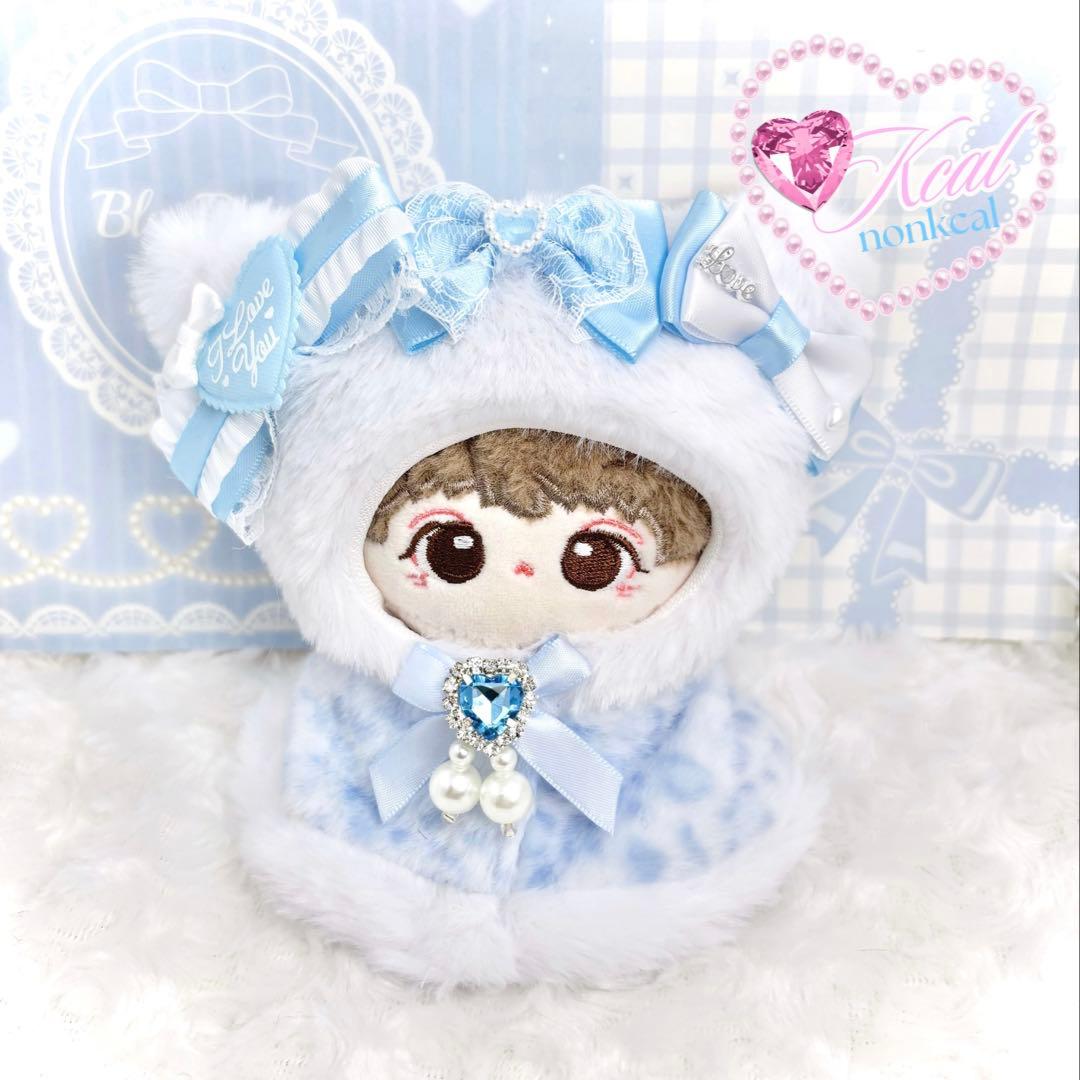 ぬい服 ハンドメイド ポンチョ 10cm 水色 猫 着ぐるみ 15cm - メルカリ
