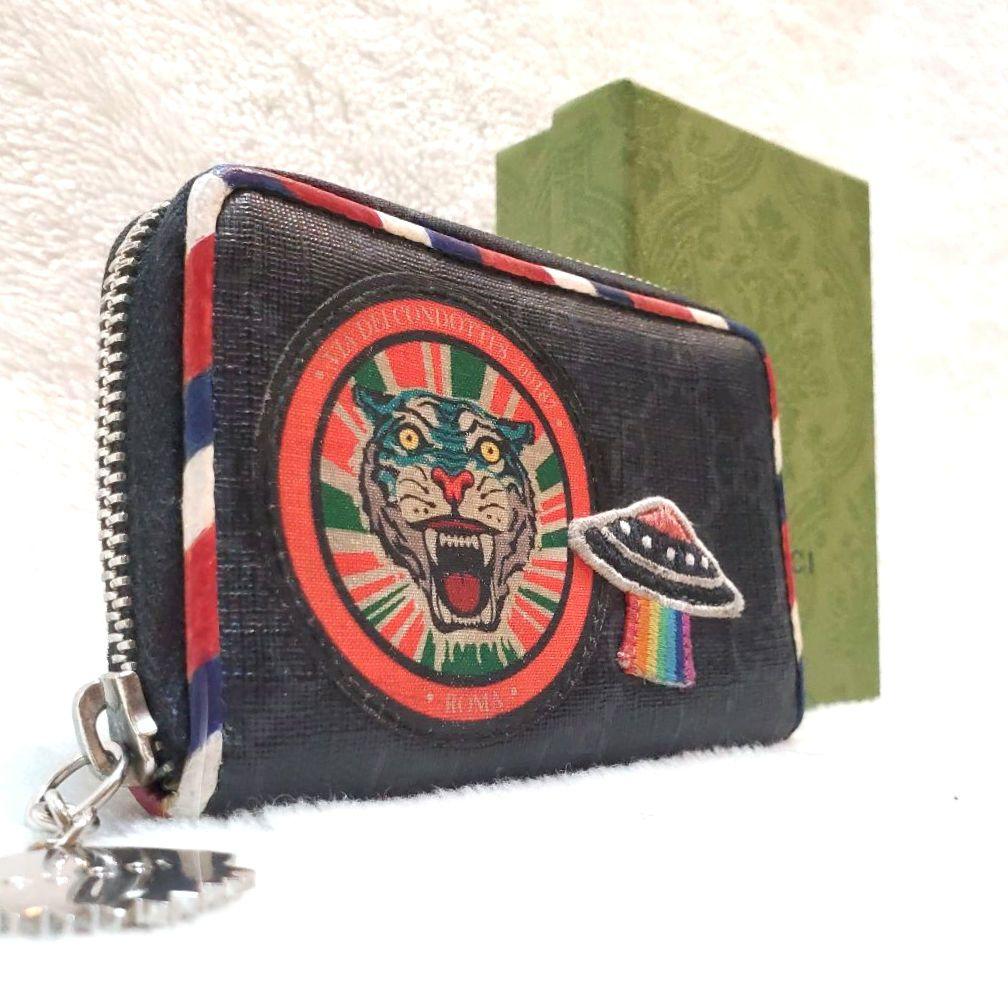 美品 GUCCI グッチ ケース ナイトクーリエ GG タイガー レザー