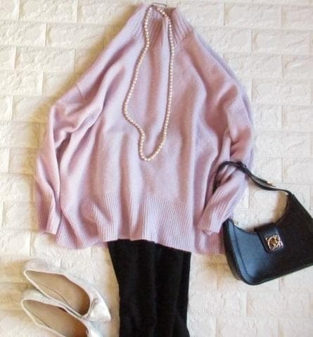 ノーリーズ 上質 ハミルトンウールオーバーサイズハイネック ニット ラベンダー