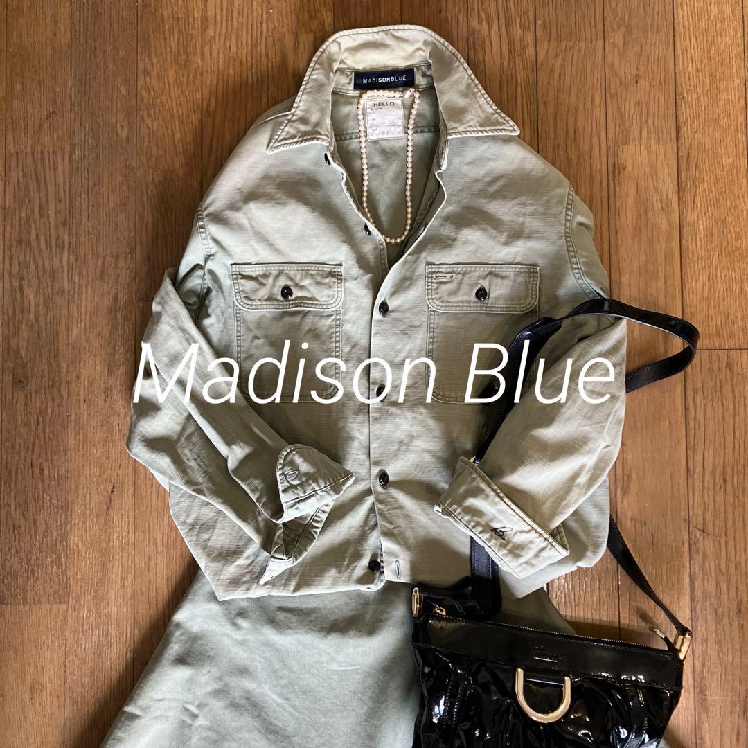 マディソンブルー バックサテンハンプトンシャツ カーキ　02 希少サイズ