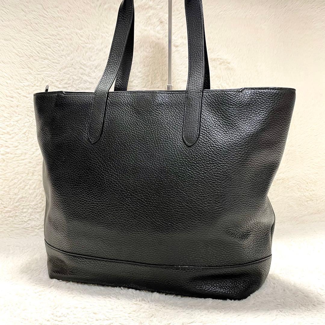 美品 COACH コーチ ハミルトン ペブルドレザー トートバッグ ブラック
