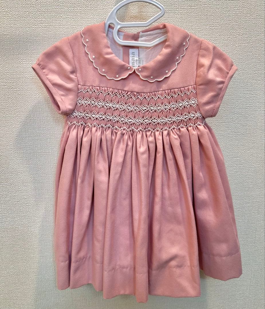 【ルーしゃん】Amaia kidsピンク スモッキングワンピース 18m Amaia Kids - Falbala dress - Pink seersucker アマイアキッズ