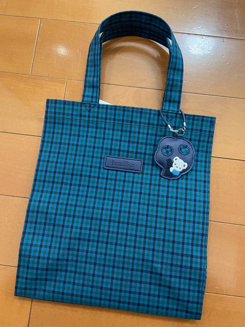 新品未使用　正規品　ファミリア　トートバッグ　大　青チェック