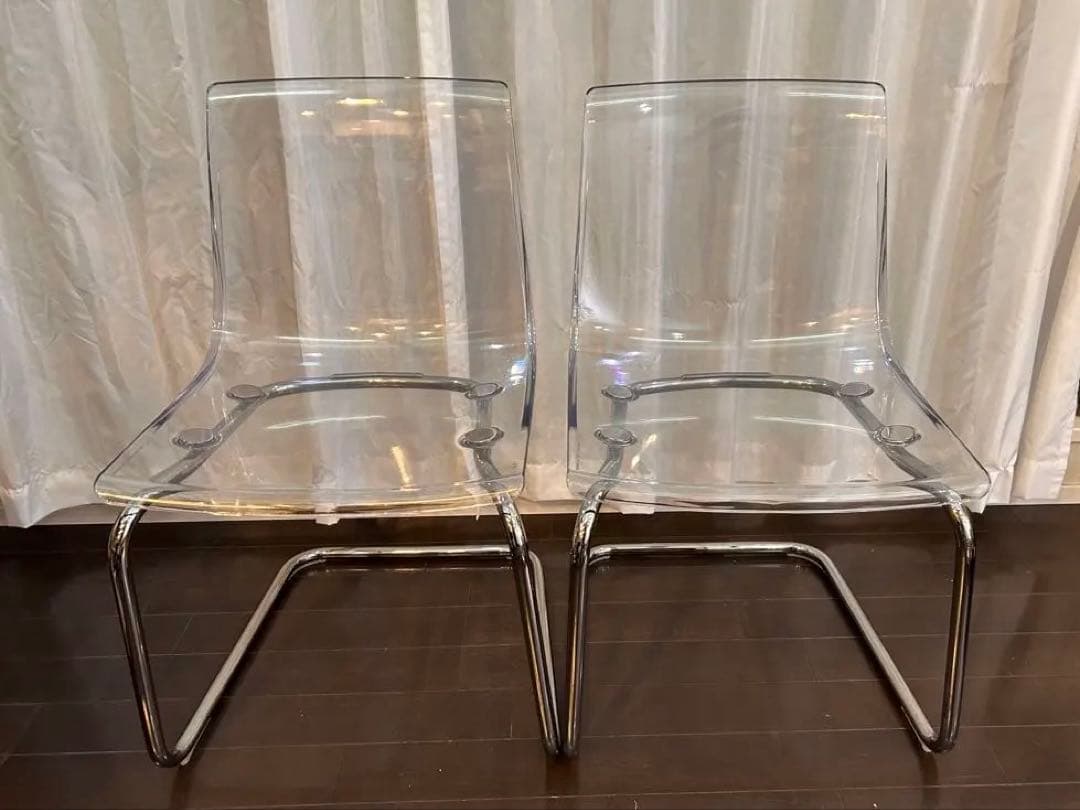 IKEA TOBIASトービアス 透明 クロムメッキ2脚 お値下げしました