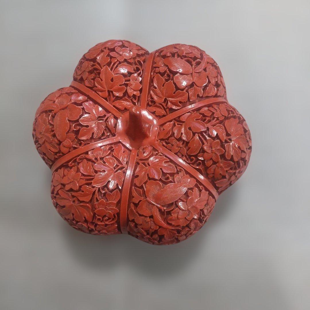 堆朱 中国美術工芸品 伝統美術蓋物 小箱