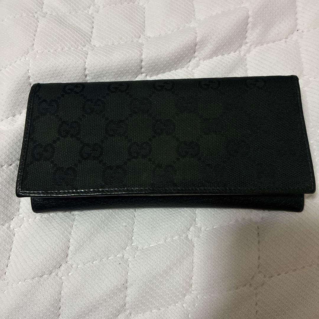 GUCCI ブラック　レザー 長財布　美品