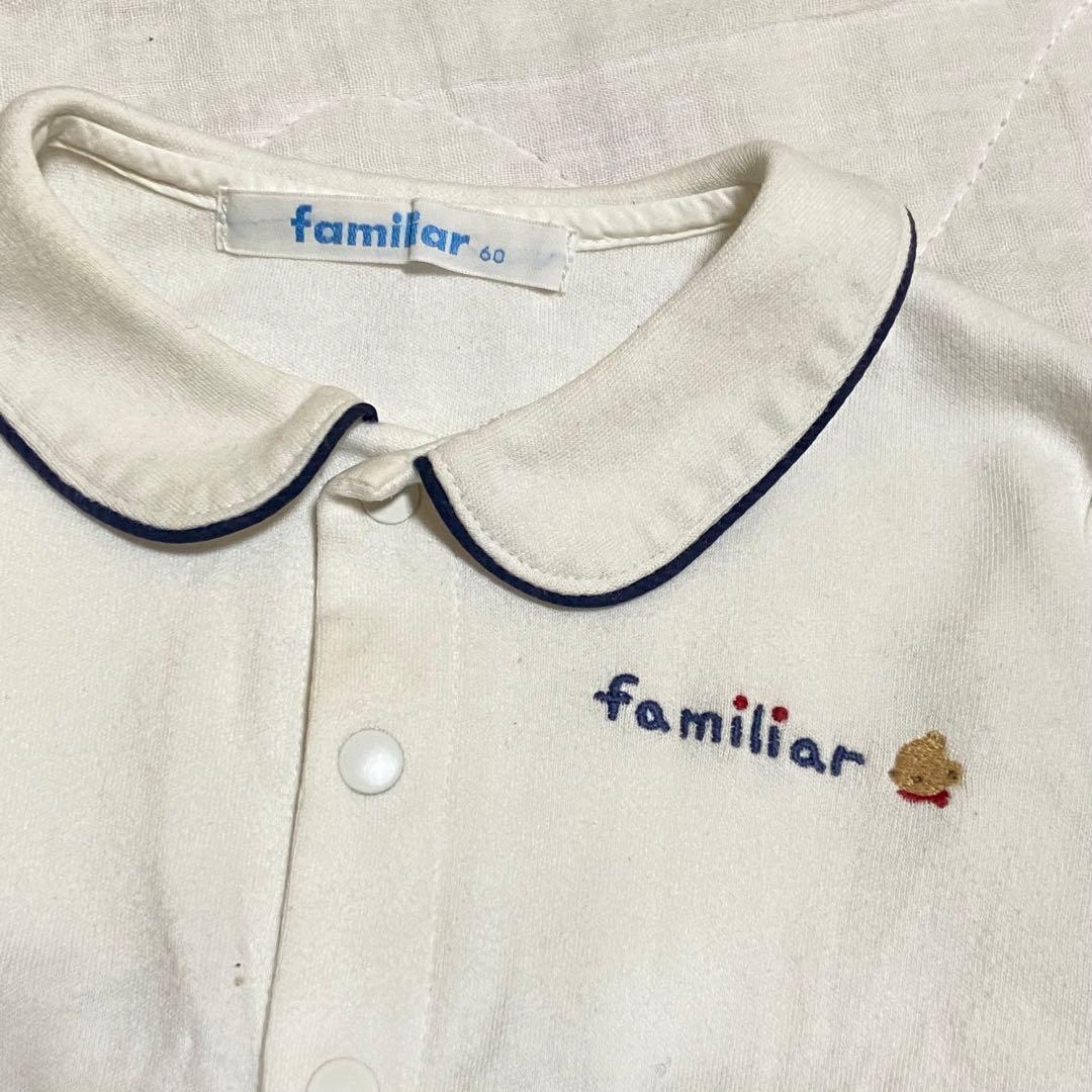 familiar ファミリア 60 チェック柄 ロンパース カバーオール 刺繍