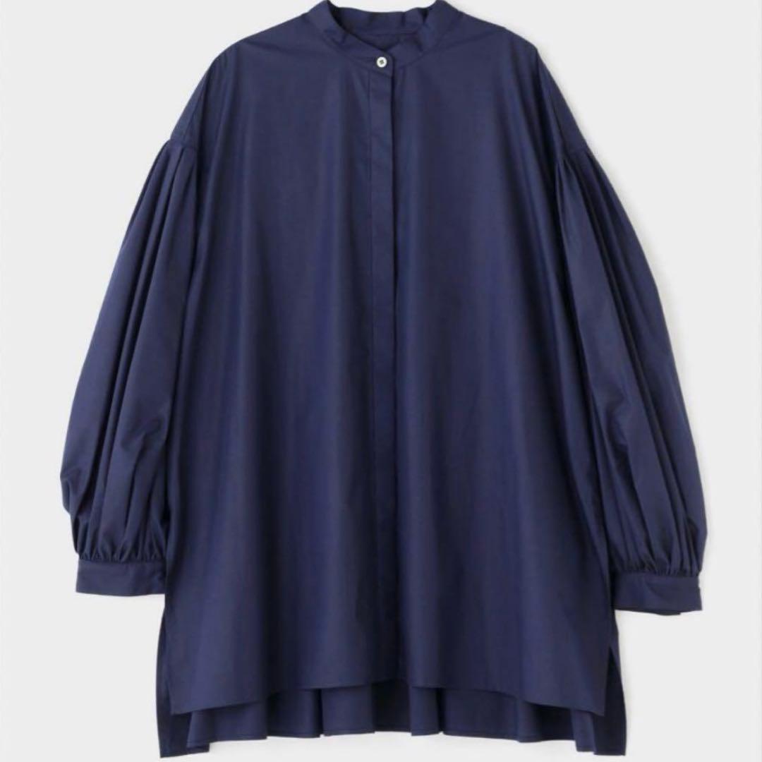 美品✨ルフィル ライトタイプライター ギャザーブラウス 比翼ボタン ネイビー LE PHIL（ル フィル） ブラウス シャツ タイプライターギャザーバイ