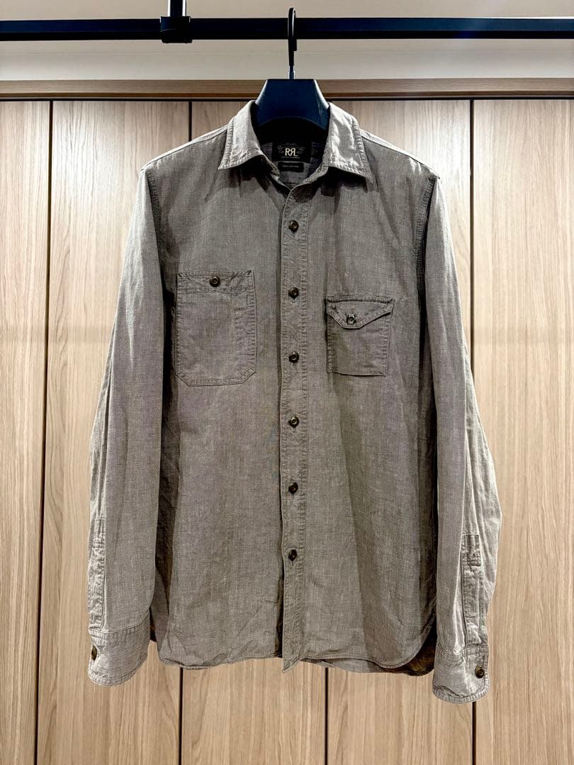【レア】RRL ごま塩 黒シャン シャンブレー ワーク シャツ ガチャポケ