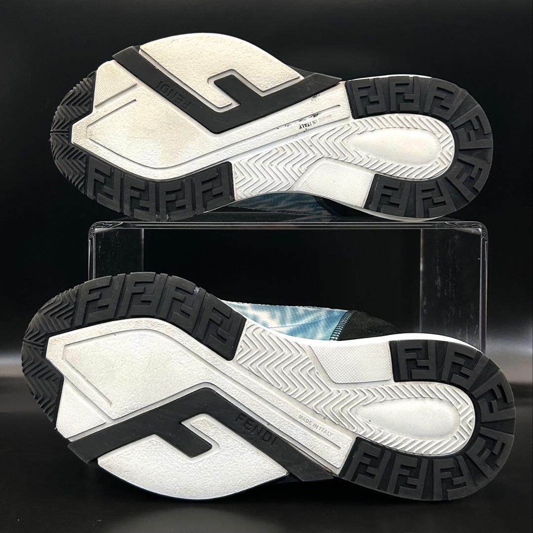 極美品】フェンディ フロー スニーカー ズッカ サイドジップ メンズ 青