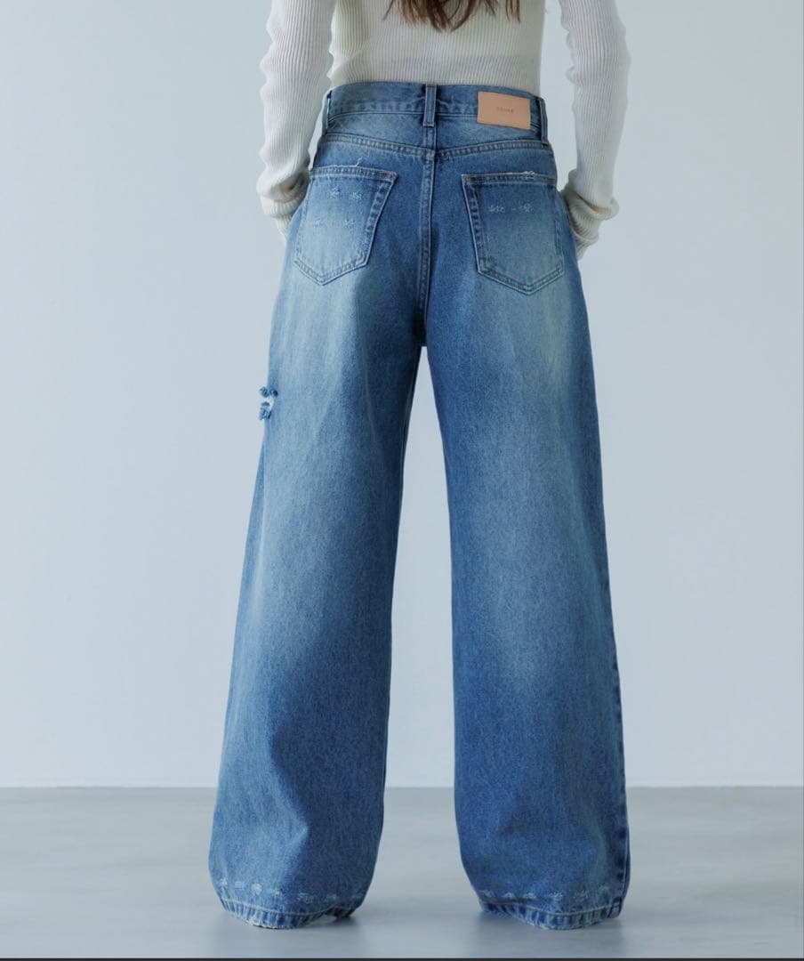 SENEE ワイドレッグデニム ライトブルー