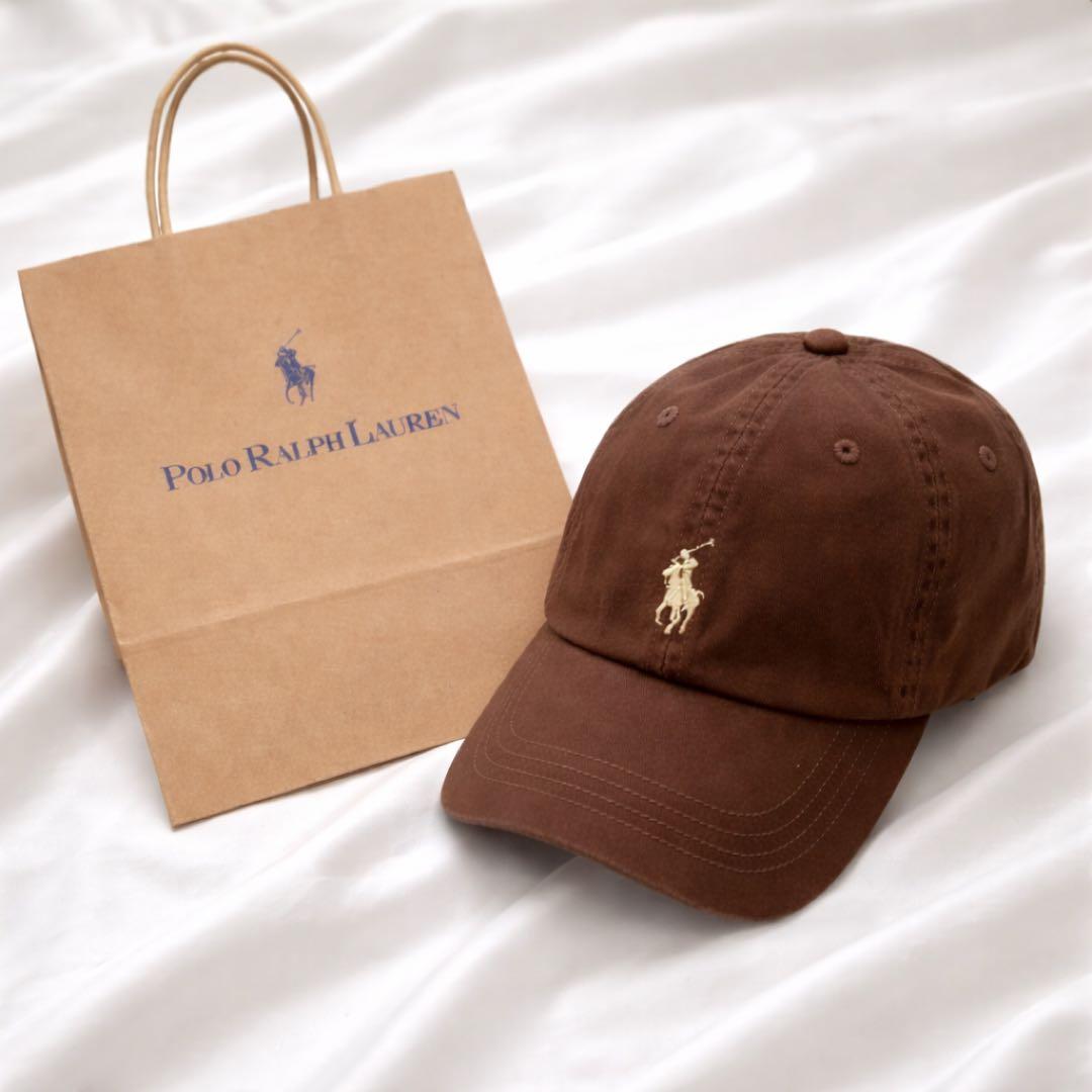 新品タグ付　POLO ポロラルフローレン　キャップ　ブラウン　ホワイトベージュ茶