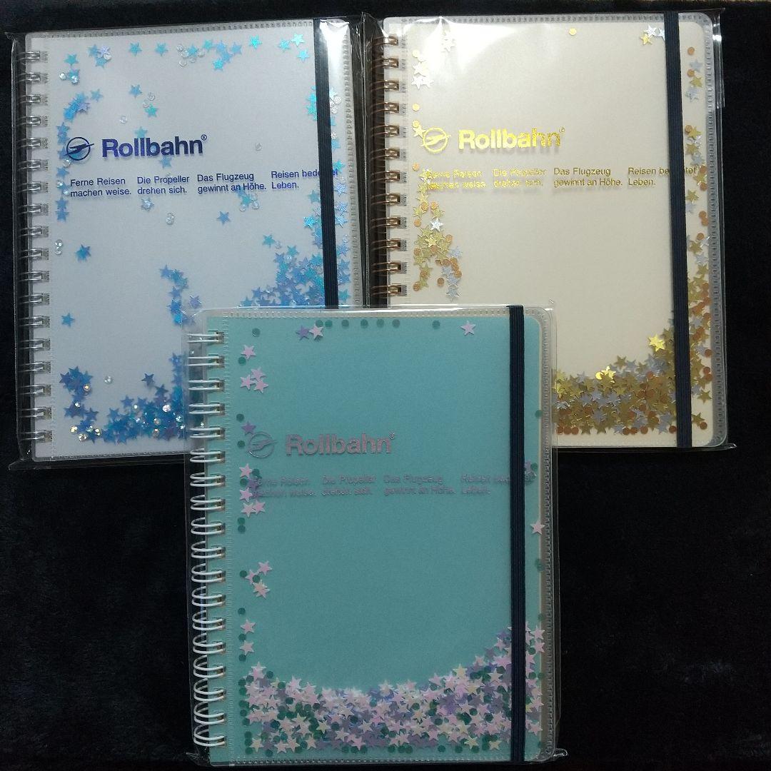 ロルバーン ポケット付きメモ グリッターL ミント ライトブルー クリーム