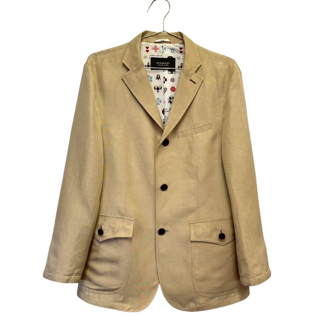 美品 バーバリーブラックレーベル リネンジャケット ベージュ メンズ M