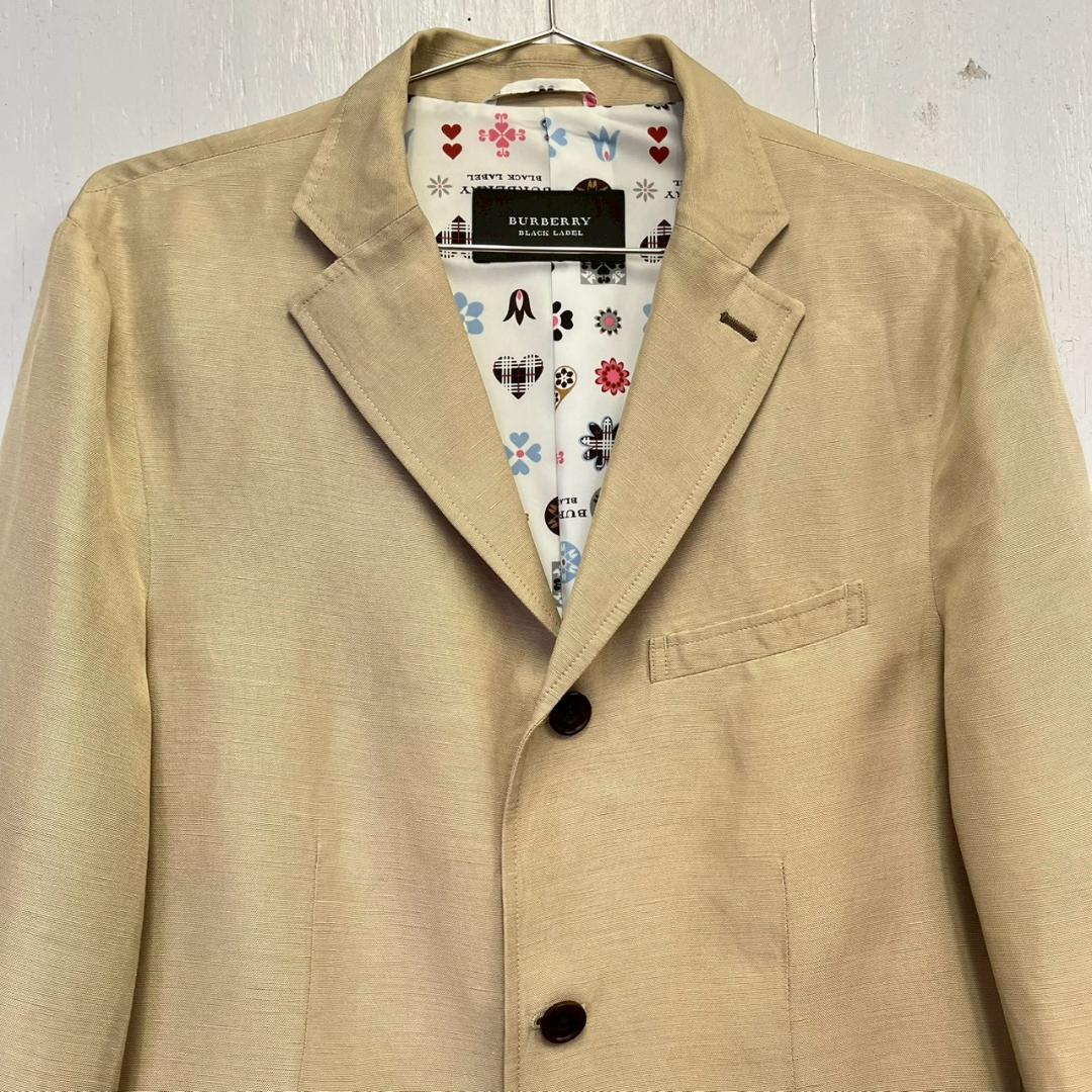 美品 バーバリーブラックレーベル リネンジャケット ベージュ メンズ M