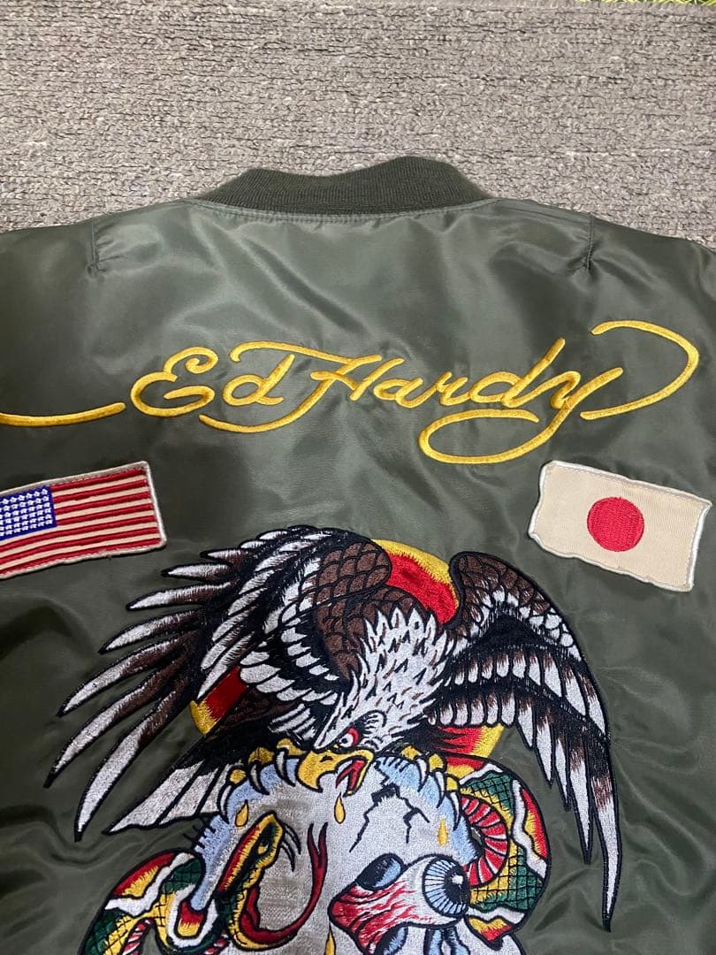 ド派手デザイン✨エドハーディー スカジャン MA-1 刺繍 ワッペン ロゴ