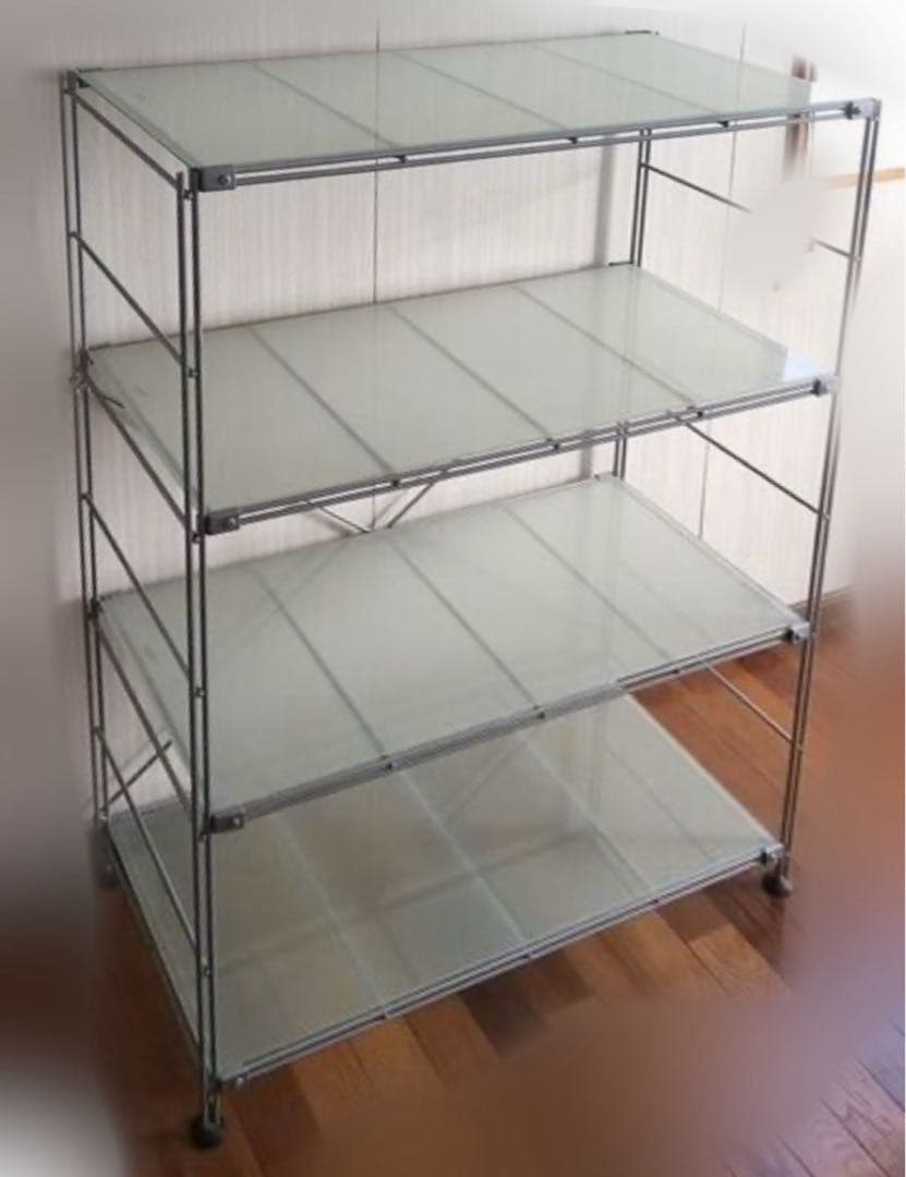廃盤品 希少 無印良品 スチールユニットシェルフ ガラス棚セット ワイド 中