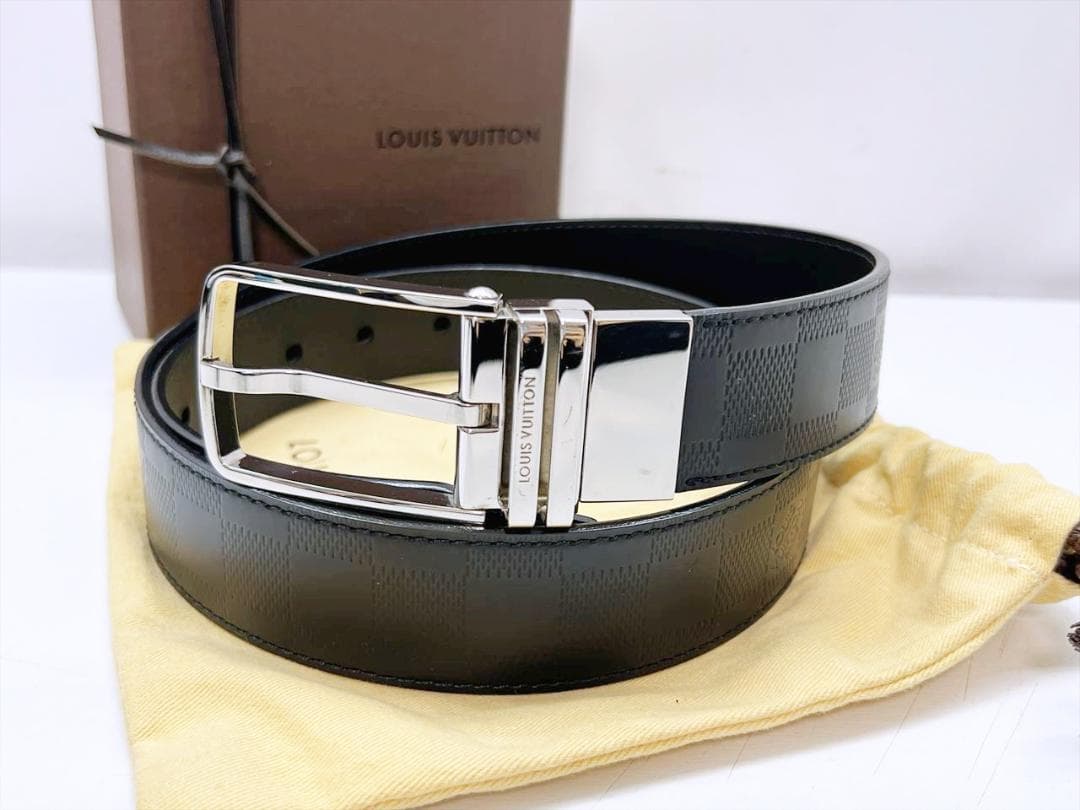 使用感なし　ヴィトン　ダミエアンフィニ　サンチュール　リバーシブル　ベルト　90 楽天市場】LOUIS VUITTON ルイ ヴィトン ダミエグラフィット サン