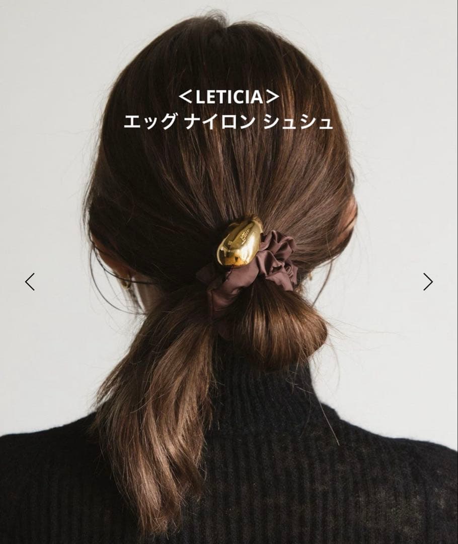 新品未使用 ＜LETICIA＞エッグ ナイロン シュシュ DK.brown