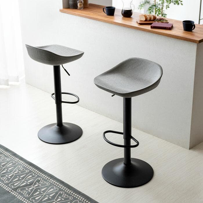 カウンターチェア バーチェア ２脚セット グレー