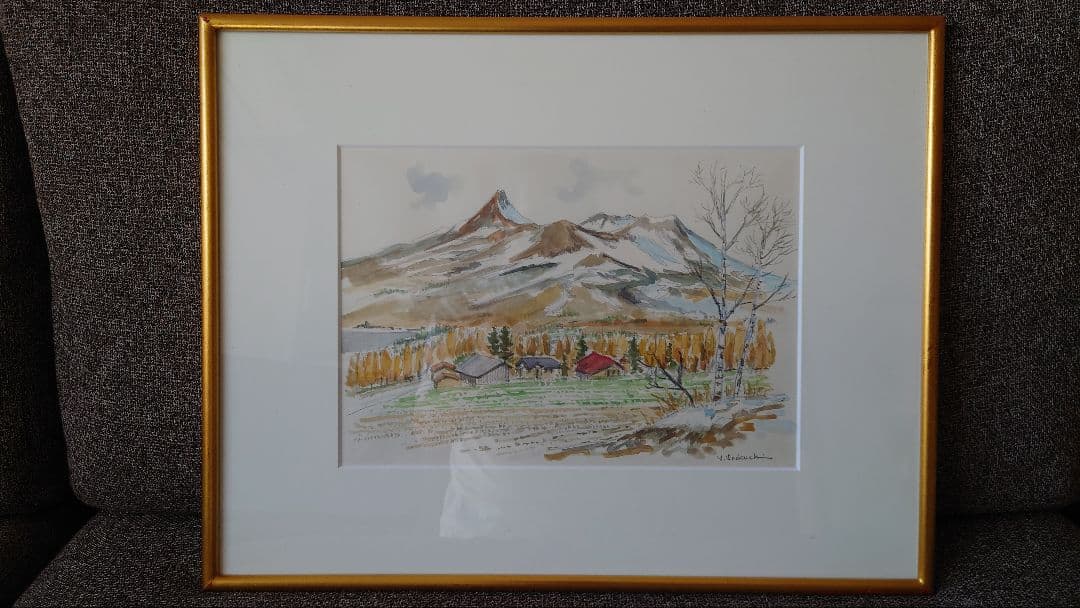 井口由多可 作　『駒ケ岳遠望（函館）』 水彩画