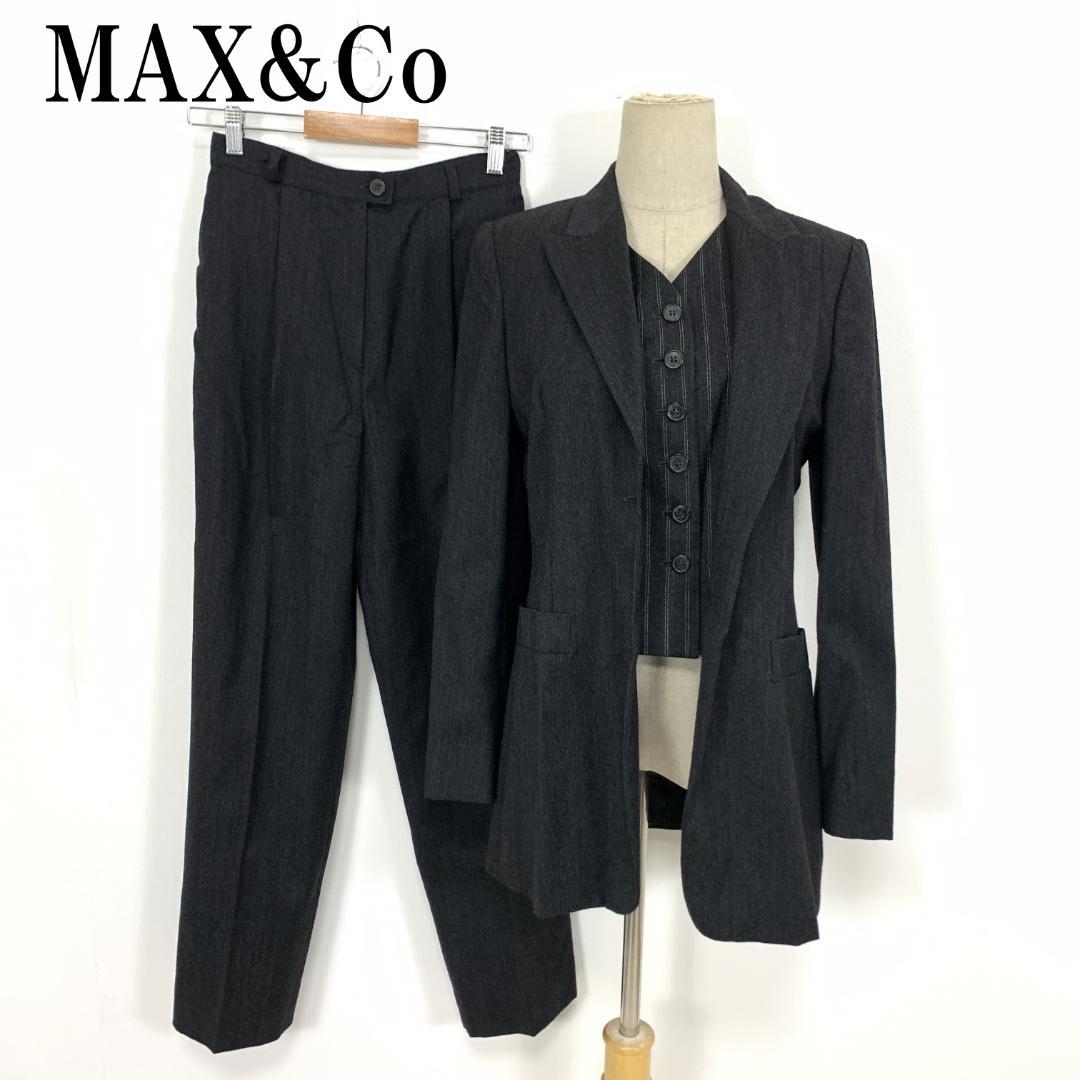LA8581 マックスアンドコー パンツスーツ3点セット グレー ウール 40