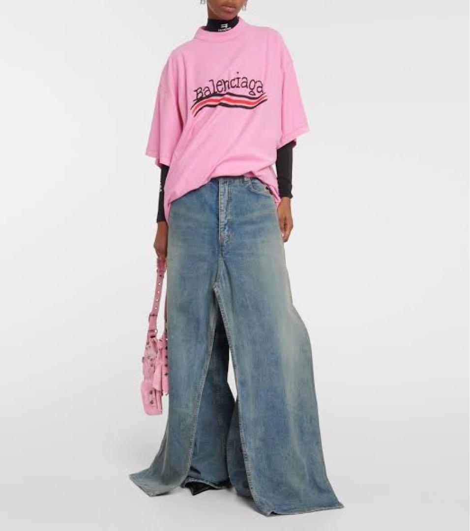 パンツ Double front effect denim pants