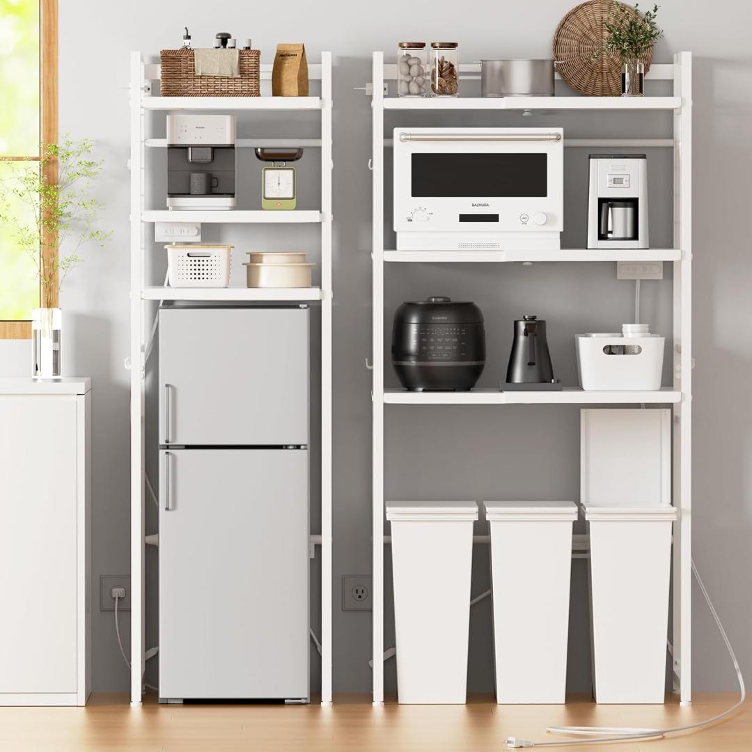 ❤️レンジラック❤️ゴミ箱上ラック 冷蔵庫上棚 W50～80×D42×H170cm