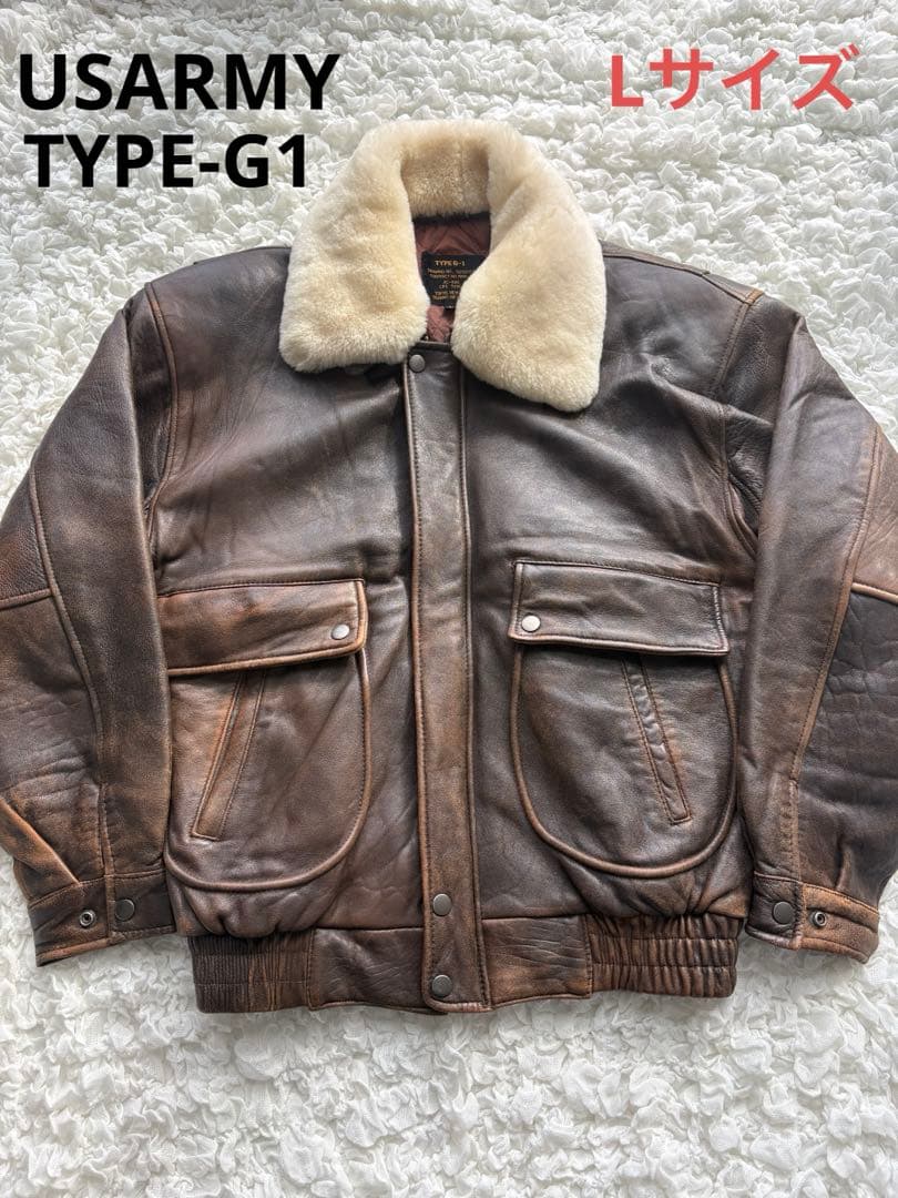 USARMY G1 羊革 フライト レザージャケット ファー取外し可　L